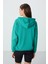 Deniz Yeşili Kompakt Pamuklu Kalın Pürüzsüz Dokulu Kapüşonlu Oversize Fit Kadın Sweatshirt - 97291 5