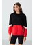 Siyah Kompakt Pamuklu Kalın Pürüzsüz Dokulu O Yaka Oversize Fit Kadın Sweatshirt - 97289 1