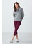 Gri Melanj Kompakt Pamuklu Kalın Pürüzsüz Dokulu Kapüşonlu Oversize Fit Kadın Sweatshirt - 97291 3