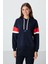 Indigo Kompakt Pamuklu Kalın Pürüzsüz Dokulu Kapüşonlu Oversize Fit Kadın Sweatshirt - 97290 4