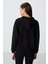 Siyah Kompakt Pamuklu Kalın Pürüzsüz Dokulu Kapüşonlu Oversize Fit Kadın Sweatshirt - 97291 5