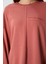 Kiremit Kompakt Pamuklu Kalın Pürüzsüz Dokulu O Yaka Oversize Fit Kadın Sweatshirt - 97288 4