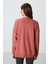 Kiremit Kompakt Pamuklu Kalın Pürüzsüz Dokulu O Yaka Oversize Fit Kadın Sweatshirt - 97288 5