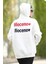 Beyaz Kapüşonlu Oversize Kadın Sweatshirt Mioceno Baskılı Pamuk Karışımlı Hoodie - 25100 3