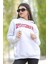 Kadın Oversize Kapüşonlu Kar Melanj Sweatshirt Üç İplik Kanguru Cepli Baskılı Hoodie - 25101 2