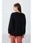 Siyah Kompakt Pamuklu Kalın Pürüzsüz Dokulu O Yaka Oversize Fit Kadın Sweatshirt - 97288 5