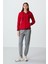 Kırmızı Kalın Yumuşak Dokulu Kapüşonlu Standart Fit Nakışlı Polar Kadın Sweatshirt -97287 4