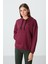 Erguvan Kompakt Pamuklu Kalın Pürüzsüz Dokulu Kapüşonlu Oversize Fit Kadın Sweatshirt - 97291 1
