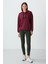 Erguvan Kompakt Pamuklu Kalın Pürüzsüz Dokulu Kapüşonlu Oversize Fit Kadın Sweatshirt - 97291 2