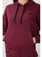 Erguvan Kompakt Pamuklu Kalın Pürüzsüz Dokulu Kapüşonlu Oversize Fit Kadın Sweatshirt - 97291 4