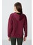 Erguvan Kompakt Pamuklu Kalın Pürüzsüz Dokulu Kapüşonlu Oversize Fit Kadın Sweatshirt - 97291 5