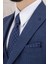 Erkek Slim Fit Sivri Yaka Lacivert Yelekli Takım Elbise 3
