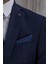 Erkek Slim Fit Mono Yaka Ekose Yelekli Lacivert Kombin Takım Elbise 4