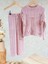 Kurdela Detaylı Triko Kız Çocuk takım - Pembe 4