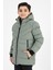 Açık Yeşil Erkek Çocuk Sabit Kapüşonlu Şişme Deri Karışımlı Kumaş Mont&kaban 3
