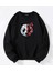 Unisex Oversize Bisiklet Yaka Basic Heiparman Panda Baskılı Sweatshirt - Siyah 1