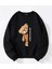 Unisex Oversize Bisiklet Yaka Basic Are You Ok Honey Baskılı Sweatshirt - Siyah 1