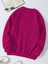 Unisex Oversize Bisiklet Yaka Basic Ribbom Cherry Baskılı Sweatshirt - Fuşya 2