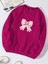 Unisex Oversize Bisiklet Yaka Basic Powder Pink Ribbom Baskılı Sweatshirt - Fuşya 1