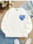 Unisex Oversize Bisiklet Yaka Basic Ocean Heart Baskılı Sweatshirt - Ekru 1