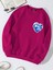 Unisex Oversize Bisiklet Yaka Basic Ocean Heart Baskılı Sweatshirt - Fuşya 1