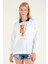 Kadın Baskılı Polo Yaka Sweatshirt Lacivert 3