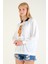 Kadın Baskılı Polo Yaka Sweatshirt Lacivert 4