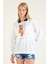 Kadın Baskılı Polo Yaka Sweatshirt Lacivert 5