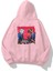 Kapüşonlu Içi Polar Satranç Baskılı Pembe Unisex Oversize Hoodie Sweatshirt 1