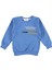 Erkek Çocuk Looking Yazı Desenli Fermuar Cep Detaylı Mavi Renk Sweatshirt 1