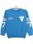 Erkek Çocuk Önü V Nakışlı Kolları Sayı Desenli Mavi Renk Sweatshirt 1