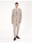 Erkek Bej Slim Fit Yün Keten Karışımlı Çizgili Takım Elbise 50285350-VR011 1