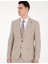 Erkek Bej Slim Fit Yün Keten Karışımlı Çizgili Takım Elbise 50285350-VR011 2