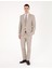 Erkek Bej Slim Fit Yün Keten Karışımlı Çizgili Takım Elbise 50285350-VR011 3