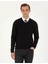 Erkek Siyah Slim Fit V Yaka Basic Triko Kazak 50296583-VR046 1