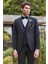 Siyah Çıkarılabilir Kırlangıç Yaka Yelekli Likralı 6 Drop Slim Fit Smokin Damatlık 1001240200 1