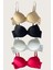 Aria's Closet Siyah-Beyaz-Kırmızı-Ten 4'lü Dolgulu Push Up Micro Balenli Günlük Tek Destekli Sütyen 4