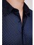 Slim Fit Uzun Kollu Pamuklu Kolay Ütü Desenli Erkek Lacivert Gömlek 4