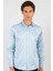 Modern Slim Fit Uzun Kollu Düz Saten Pamuklu Erkek Mavi Gömlek 1