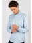 Modern Slim Fit Uzun Kollu Düz Saten Pamuklu Erkek Mavi Gömlek 2