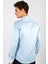 Modern Slim Fit Uzun Kollu Düz Saten Pamuklu Erkek Mavi Gömlek 4