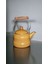 Ahşap Saplı Üstten Tutmalı Vintage Emaye Demlik 2.5 Litre Sarı Çaydanlık 2