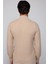 Slim Fit Dar Kesim Dik Yaka Fermuarlı Desenli Bej Erkek Triko Kazak 5