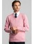 Erkek Slim Fit V Yaka Pamuklu Pembe Triko Kazak 1