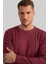 Erkek Slim Fit Bisiklet Yaka Bordo Triko Kazak 1