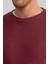 Erkek Slim Fit Bisiklet Yaka Bordo Triko Kazak 3