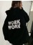 Work Work Arka Baskılı Kapüşonlu Siyah Sweatshirt 1