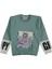 Kız Çocuk Zincir Detaylı Kolu Yazılı Torba Cepli Şardonlu Yeşil Renk Sweatshirt 1