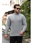 Comfort Fit Saç Örgü Bisiklet Yaka Triko Kazak - Füme 4