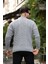 Comfort Fit Saç Örgü Bisiklet Yaka Triko Kazak - Füme 5